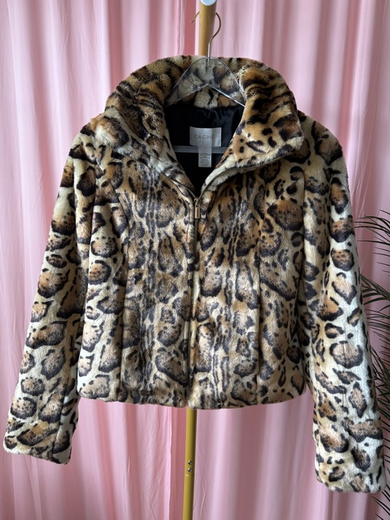 Cache Jackets & Blazers - Vintage Caché Leopard Print Faux Fur Teddy Jacket Y2K Size XS